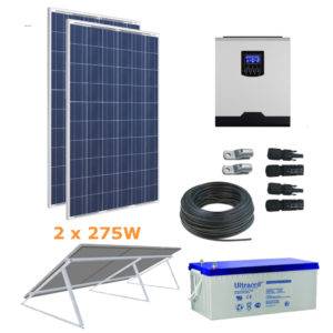Kit solar 1000W 12V con 2 paneles de 275W y baterías de GEL